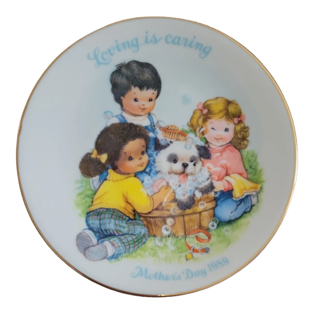 Vtg 89 Mother's Day Plate Avon Porcelain 22 Kt Gold 